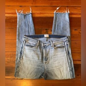 Hudson Jeans Straight Leg Light Blue Frayed Hems Size: 32